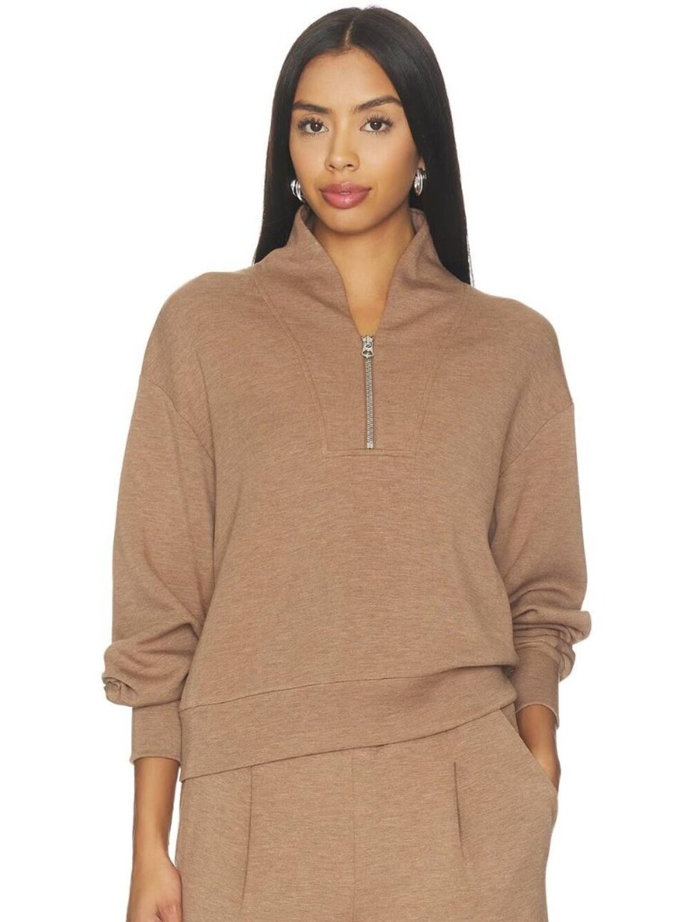 Varley Davidson DoubleSoft Quarter Zip Sweatshirt Golden Bronze XS Athleisure - Picture 2 of 12